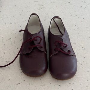 Pepa & Co Burgundy Leather Lace-Up Shoes sz 24 EU or 8 toddler